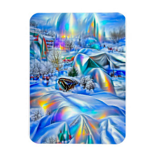 Surreal Winter Wonderland mit eisigen Lichtern Magnet