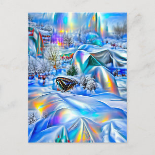 Surreal Winter Wonderland mit eisigen Lichtern Postkarte