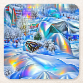 Surreal Winter Wonderland mit eisigen Lichtern Rechteckiger Pappuntersetzer