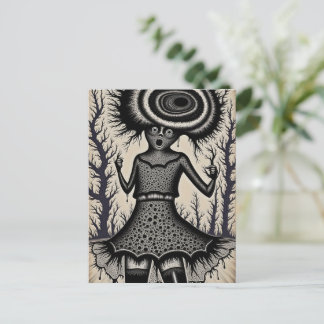 Surreal Woman Black and White Postkarte