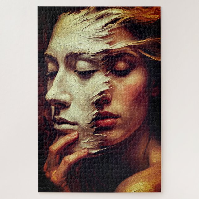 Surreal Woman Portrait with Painted Mask Puzzle (Vertikal)