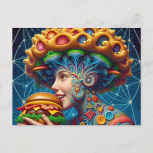 Surreal Women mit Cheeseburger Postkarte