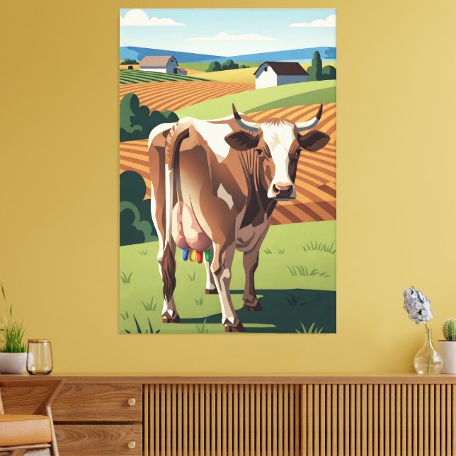 Surreal WPA styled cow Leinwanddruck (Insitu (Wohnzimmer))