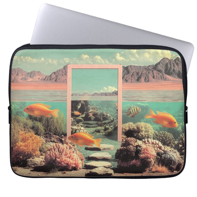 Surreal Wüstenozean mit Tür Laptopschutzhülle (Vorderseite)