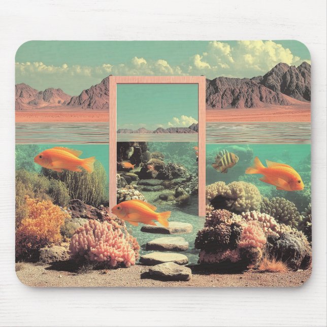 Surreal Wüstenozean mit Tür Mousepad (Vorne)