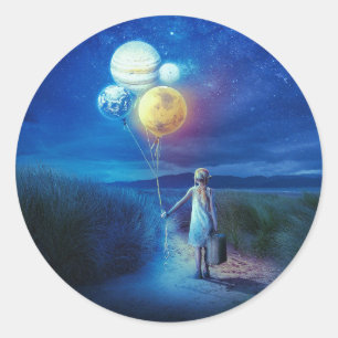 Surreal zieht in ihre Zukunft Runder Aufkleber