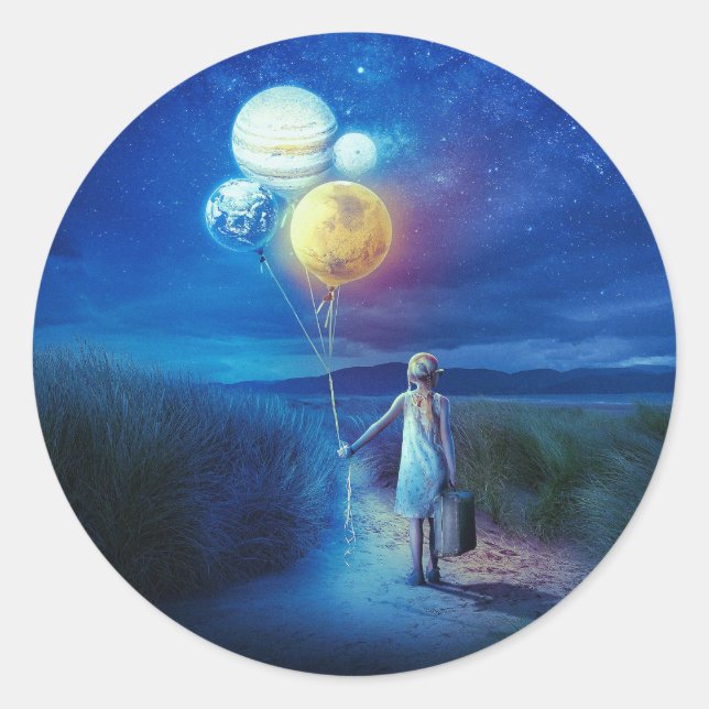 Surreal zieht in ihre Zukunft Runder Aufkleber (Vorderseite)