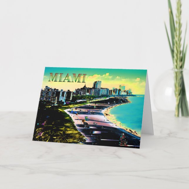 Surreale Farben des Miami Beachs Florida Karte (Vorderseite)