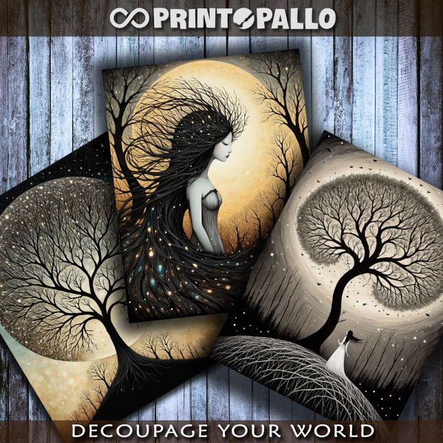 Surreale Frau im Zusammenhang mit Bäumen Geschenkpapier Set (Von Creator hochgeladen)