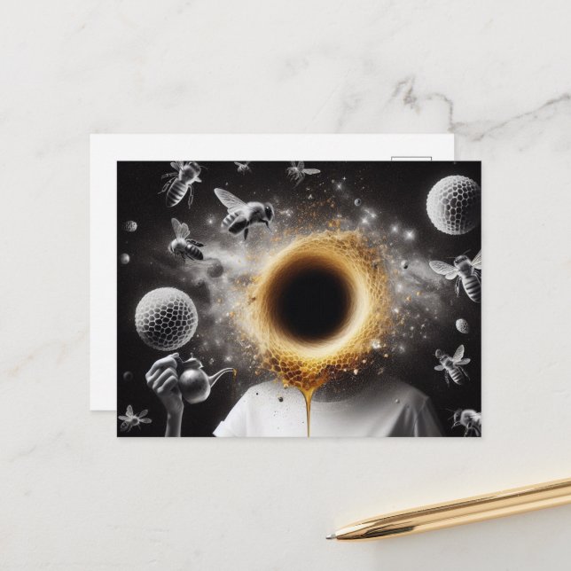 Surreale Frauen und Bienen-Honigwabe Postkarte (Vorderseite/Rückseite Beispiel)