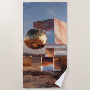Surreale geometrische Komposition mit goldenen Kug Strandtuch