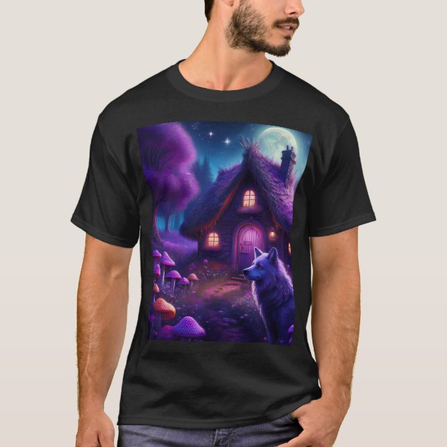 Surreale Hütte im Wald T-Shirt (Vorderseite)