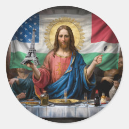 surreale Kunstwerke, die Jesus aus dem letzten Sup Runder Aufkleber