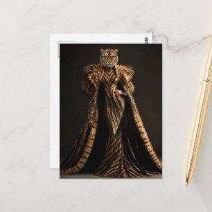 Surreale Mode Tiger in Menschlicher Kleidung Postkarte