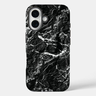 Surreale Natur-Fauxtextur aus schwarzem Stein iPhone 16 Hülle