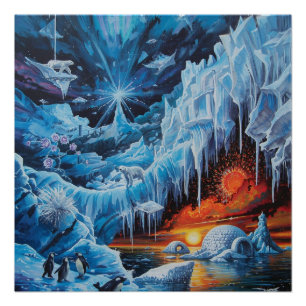 Surreale polare Fantasie Aurora Borealis Poster