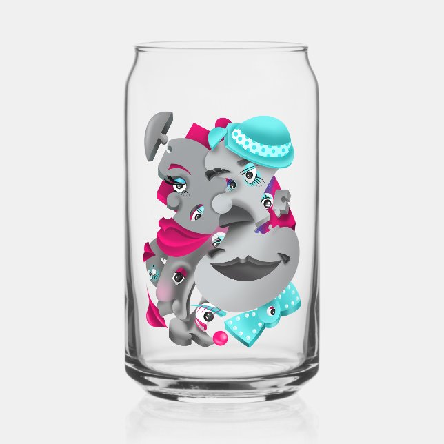 Surreale Rätsel Gesichter können Glass Dosenglas (Vorderseite)
