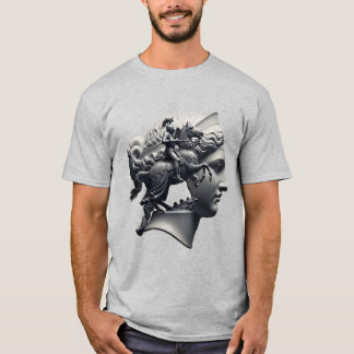 Surreale Ritter-Skulptur – Monochrome Fantasy-Dars T-Shirt