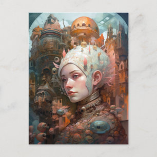 Surreale Science Fiction Frauen Landschaft Postkarte