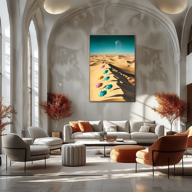 Surreale Traumlandschaft farbenfrohe Regenschirme  Poster (Von Creator hochgeladen)