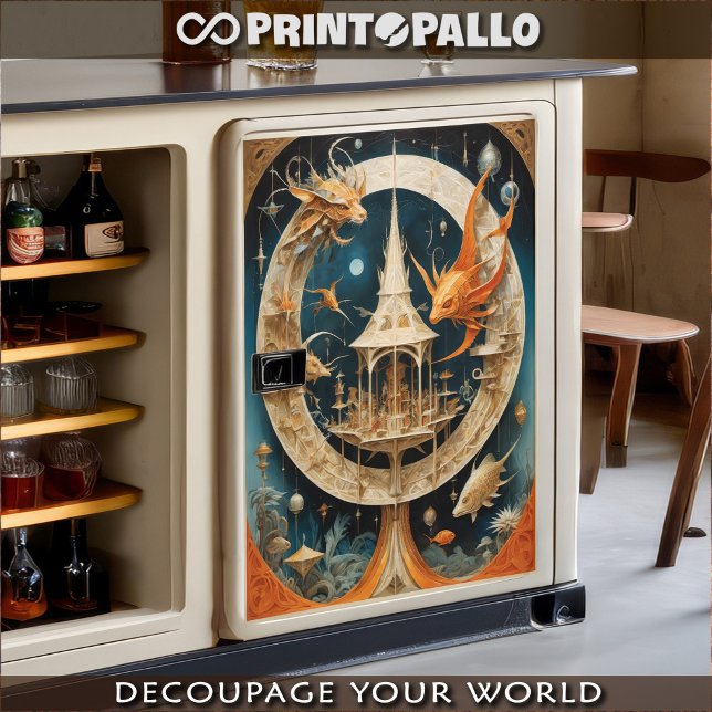 Surreale und abstrakte Welt mit Gebäude und Fische Seidenpapier (Von Creator hochgeladen)