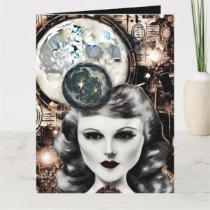 Surrealer abstrakter Art Deco Frauenkopf Dankeskarte