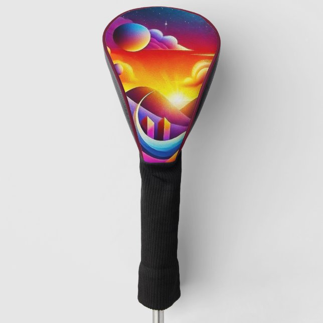 Surrealer Alien-Sonnenuntergang Golf Headcover (Vorderseite)