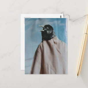 Surrealer Amsel-Collage Postkarte