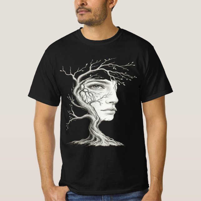 Surrealer Baum-Gesicht Herren T-Shirt (Vorderseite)