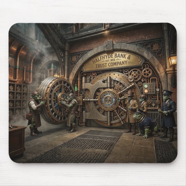 Surrealer Bild-Halbhyd-Banktresor Mousepad (Vorne)