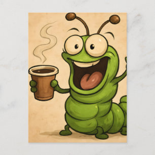 surrealer Cartoon-Stil gegenüber koffeinierter Rau Postkarte