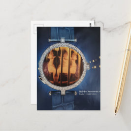 Surrealer Collage Frau in einer blauen Uhr  Postkarte