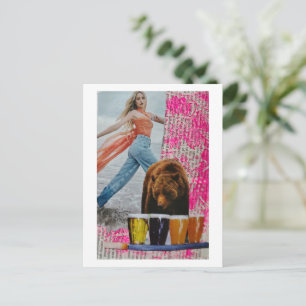 surrealer Collage Sie wählte den Bären Postkarte