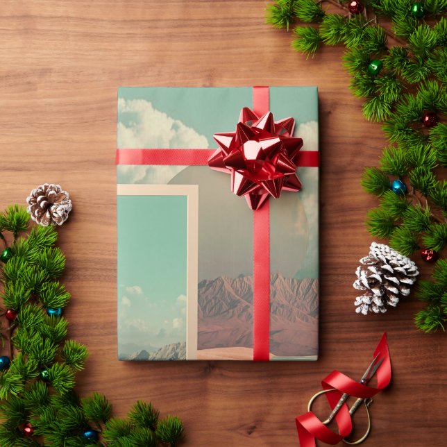 Surrealer Eingang in der Wüste mit Unterwasser Geschenkpapier (Feiertagsgeschenk)