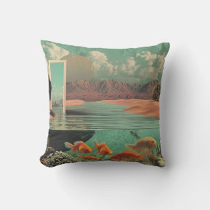 Surrealer Eingang in der Wüste mit Unterwasserwelt Kissen