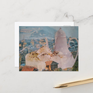 Surrealer Eiscreme-Stadt-Collage Postkarte