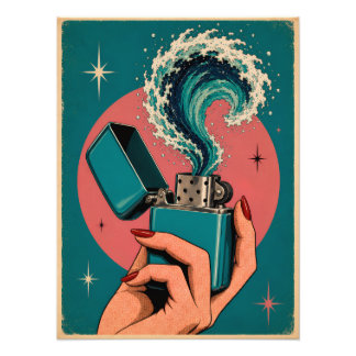Surrealer Feuerzeug im Retro-Pop-Art-Stil mit Ozea Fotodruck