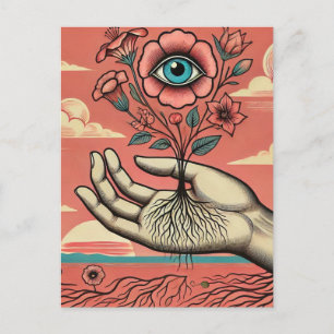 Surrealer Gärtner Hand Postkarte