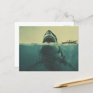 Surrealer Hai und Boot Postkarte