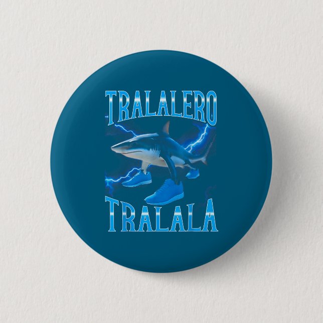Surrealer italienischer Brainrot-Meme-Tralalero-Tr Button (Vorderseite)
