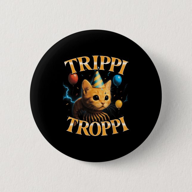 Surrealer italienischer Brainrot-Meme Trippi Tropp Button (Vorderseite)