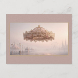 Surrealer Karussell-Traum Rosen-Gold Karussell Postkarte