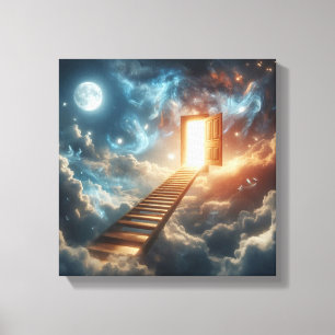 Surrealer Leitertür-Himmel-Konzept Leinwanddruck