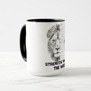 Surrealer Löwe in Schwarz-Weiß Web Motivational Tasse