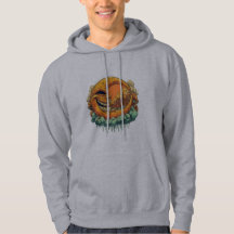 Surrealer Mond-Feuer-Tattoo-Stil-Hoodie