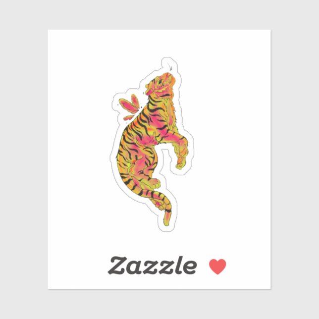 Surrealer Neon-Tiger Aufkleber (Blatt)