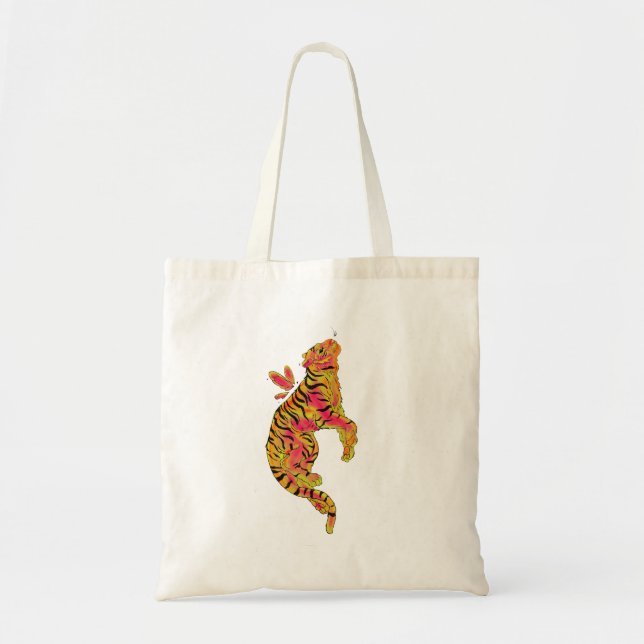 Surrealer Neon-Tiger Tragetasche (Vorne)