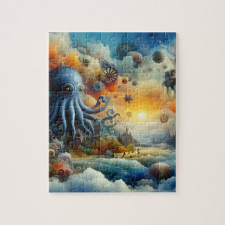 Surrealer Oktopus und Unterwasserszene Puzzle