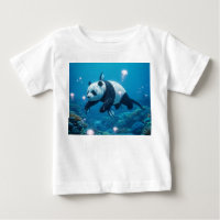Surrealer Panda-Bär schwimmt mit Quallen