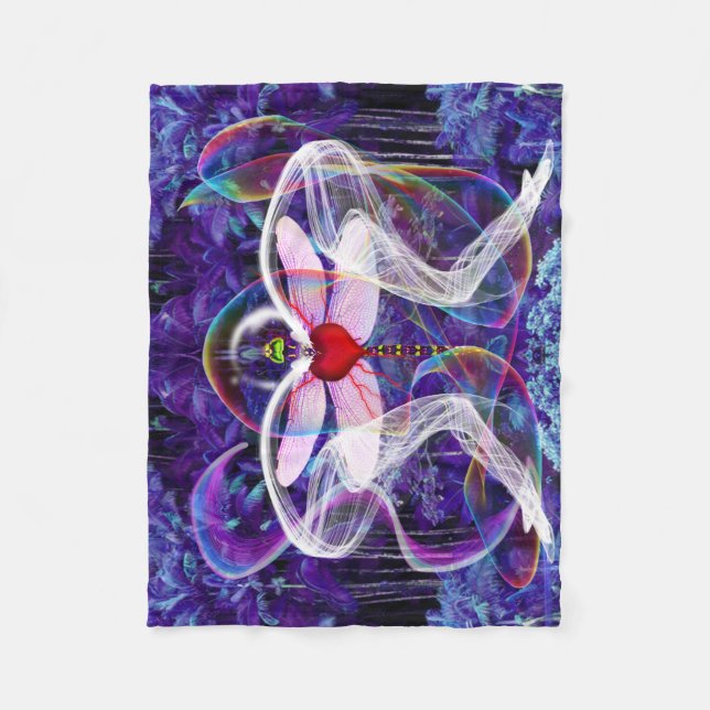 Surrealer psychedelischer Libellen-Flug Fleecedecke (Vorderseite)